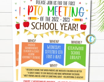 Editable PTO PTA Meeting Flyer, Pto/pta Parent Newsletter, School Volunteer Fundraiser Event, We Need You Why Join the Pto Facts Template