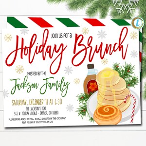 Holiday Brunch Invitation, Christmas Event Invite, School Teacher Staff, Company Work Xmas Party, Breakfast Printable, DIY EDITABLE TEMPLATE