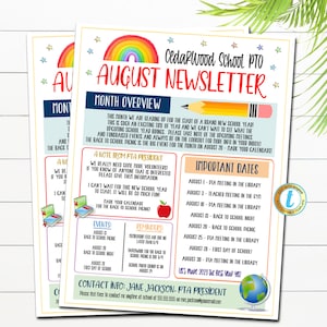 EDITABLE PTO PTA Newsletter Flyer, Printable Handout, School Year Fundraiser Event Volunteer, Meeting Agenda Seasonal Organizer Template