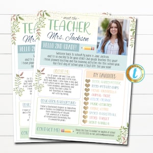 EDITABLE Conozca al maestro, Boletín para maestros, Boletín de eventos, Formulario de comunicación para padres, Regreso a la escuela imprimible, DESCARGA INSTANTÁNEA