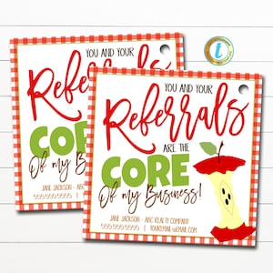 Apple Realtor Pop By Tag, You and Referrals are the Core of My Business, Real Estate Fall Marketing Client Printable, DIY Editable Template