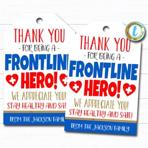 Frontline Workers Appreciation Geschenkanhänger, Danke Geschenk Krankenschwester Ersthelfer, Einzelhandel Post Service Arbeiter, DIY bearbeitbare Vorlage