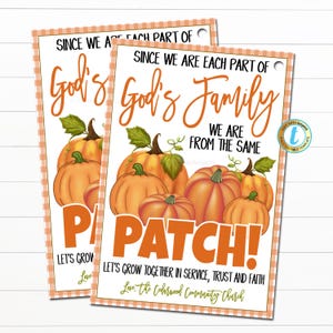 Herbst religiöse Kürbis Patch Geschenkanhänger, Jesus, Kirche katholische Schule Leckerbissen, Schule Pto Pta Lehrer, Glaube Christ, bearbeitbare Vorlage