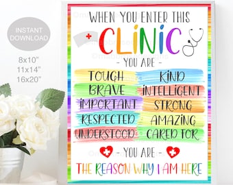 Printable School Health Office Poster Pediatric Clinic Decor Printable, Health Room When you Enter This Clinic Sign Custom School Nurse Gift