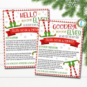 Carta de Hola y Adiós de tus Elfos, Adiós de los Elfos que se van, Bienvenidos Elfos Navidad Imprimible Digital, PLANTILLA EDITABLE DIY