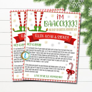 Carta de bienvenida de tu elfo, Hola de la carta de llegada del elfo, estoy de regreso Archivo digital imprimible de Elf Christmas, PLANTILLA EDITABLE DIY