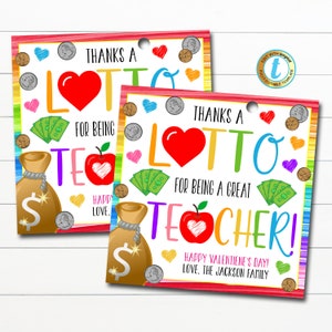 Lehrer Geschenkanhänger, Danke, dass Sie ein großartiger Lehrer Valentinstag sind, Lotterie Rubbeln Geschenkanhänger Wertschätzung Geschenk DIY Bearbeitbare Vorlage