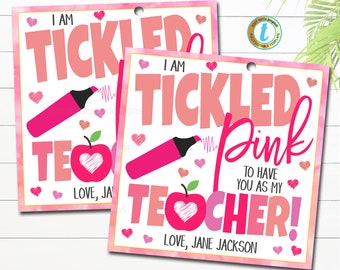 Tickled Pink Gift Tag INSTANT DOWNLOAD We zijn Tickled Pink Je bent onze leraar, digitale gunsttag, leraar bedankt, school pta pto BEWERKBAAR