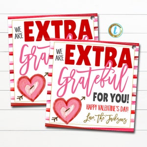Tag regalo di ringraziamento di San Valentino, personale insegnante dipendente infermiere personale volontario San Valentino extra grato, scuola pto pta, modello modificabile fai da te
