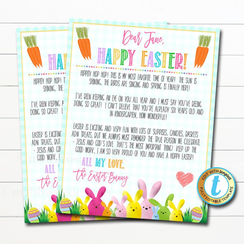 Letter From the Easter Bunny Template Printable Kids Easter Etsy