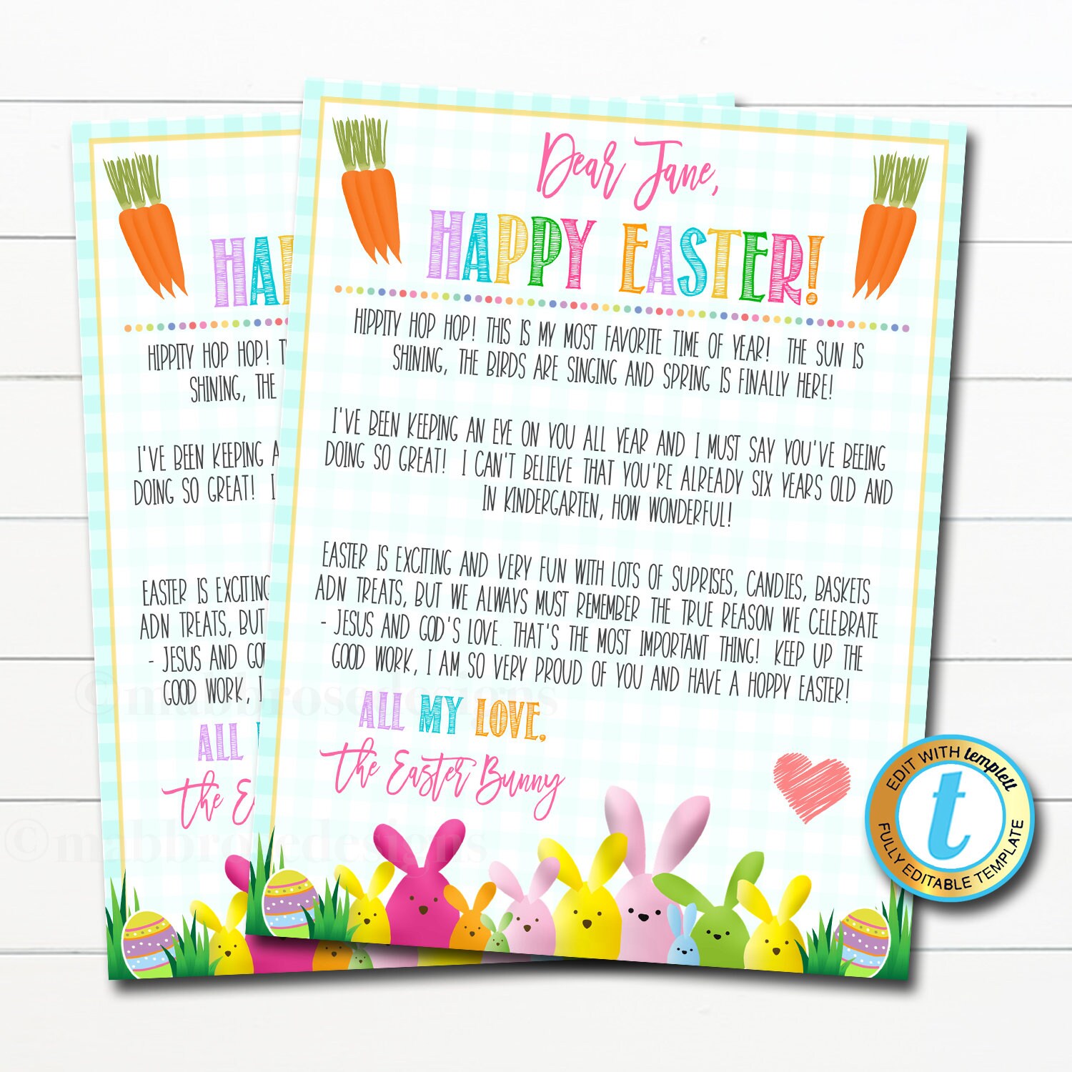 Letter To Easter Bunny Template