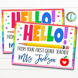 Cartão postal do professor para alunos para impressão, Olá do professor Escola virtual à distância Carta de quarentena de aprendizagem on-line, modelo editável