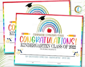 EDITABLE Graduation Certificate ANY GRADE Printable Diploma Kindergarten Preschool PreK Graduate School Graduation Ceremony Instant Download