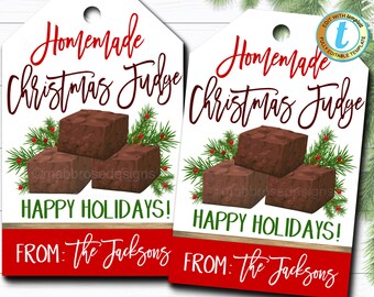 Christmas Gift Tags, Chocolate Fudge, Holiday Candy Homemade Bakery Treat Gift Tag, Secret Santa Teacher Xmas Label, DIY Editable Template