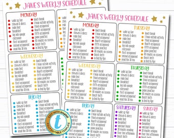 Printable Weekly Schedule, Home School Daily Subject Checklist, Homework Organizer Kids Student Calendar Planner Printable Editable Template