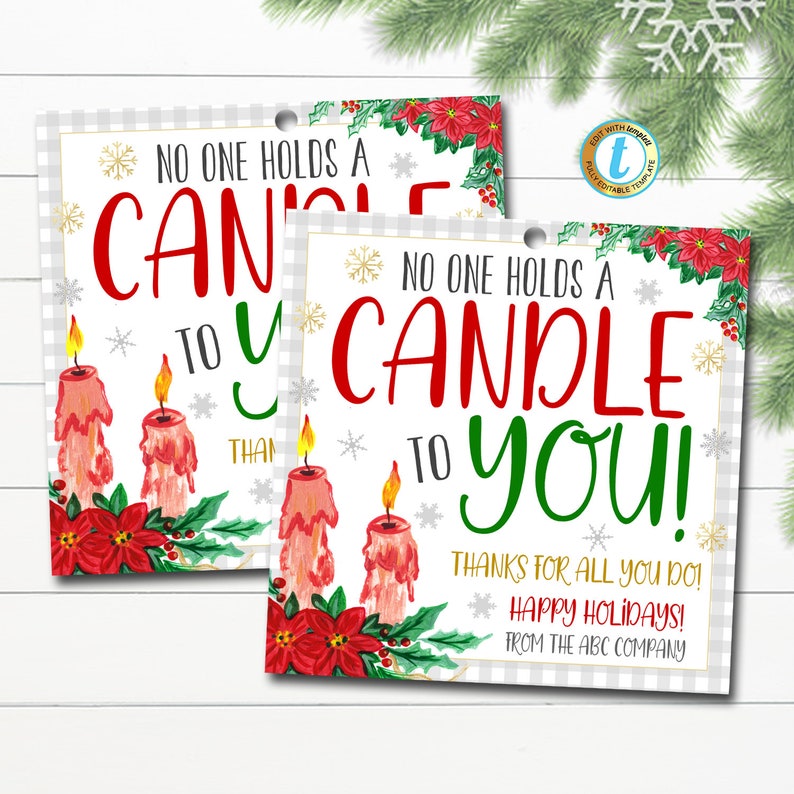 Christmas Candle Gift Tags No One Holds a Candle to You Etsy