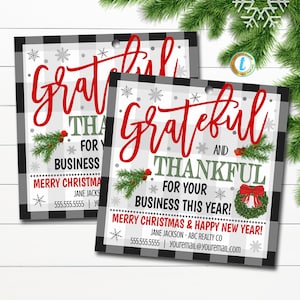 クリスマス中小企業感謝ギフトタグ、クライアント顧客ギフト、ビジネスへの感謝、ホリデー中小企業、ポップバイタグ、編集可能