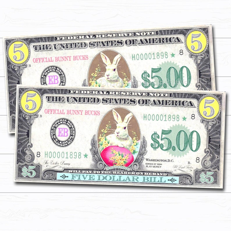 Printable Easter Bunny Money Play Bunny Bucks Easter Bunny Etsy