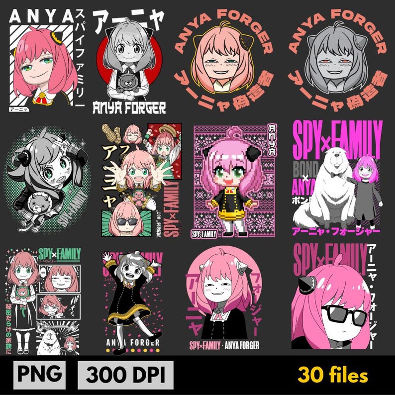 Pack Spy X Family - 30 Digital PNG Designs | High Quality 300 DPI ...