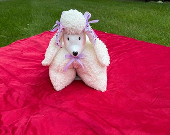 Handmade Plush Poodle Pillow - Soft Decorative Dog Cushion with Bows