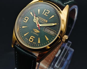 Citizen Vintage Men&#39;s Automatic Wrist Watch Day Date, Gift For Dad, Gift For Him- Gold Plated Vintage Automatic watch- Ref-8200