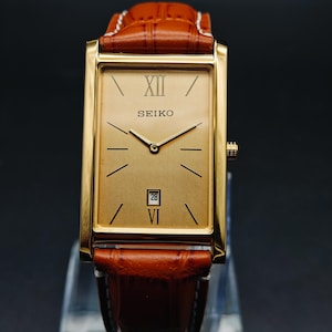 Vintage Seiko Slim Tank Armbanduhr: Vergoldete Retro Armbanduhr