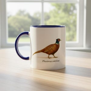 Pheasant Mug (Phasianus colchicus) – Printed on both sides | Vibrant illustration | Ceramic coffee mug | Dishwasher safe