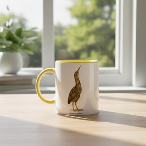 Rördrommugg (Botaurus stellaris) – Tryckt på båda sidor | Naturtroget fågelillustration | Keramisk kaffemugg | Tål maskindisk