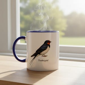 Ladusvala-mugg (Hirundo rustica) – Dubbelsidigt tryck | Naturtro fågelillustration | Personlig | Tål maskindisk