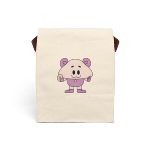 Adorable Character Canvas Lunch Bag, Eco-friendly Snack Tote, Cute Kids Lunchbox, Personalized Meal Carrier, Back to School Gift