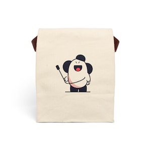Whimsical Canvas Lunch Bag with Strap, Fun Kids Lunch Tote, Eco-Friendly Bag, Cute Food Carrier, Picnic or School Lunch Solution