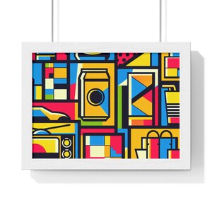 Póster abstracto colorido enmarcado, arte mural moderno, decoración del hogar, regalo para amantes del arte, obra de arte única para la sala de estar.