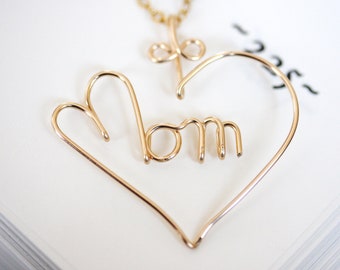 Mom heart necklace in 14K gold filled