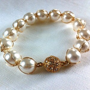 Swarovski pearls bracelet in 14K gold filled image 2