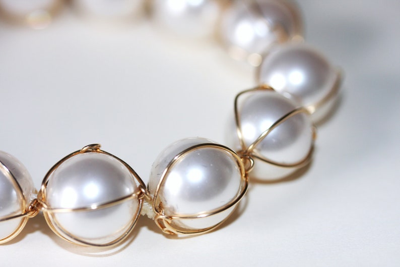 Swarovski pearls bracelet in 14K gold filled image 5