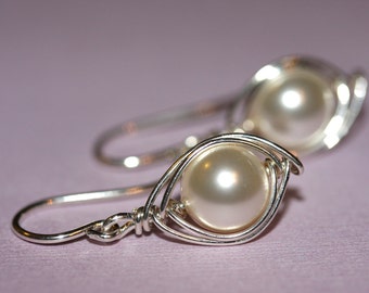 Sterling silver pearl earrings