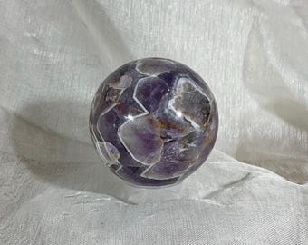 Esfera de amatista Chevron natural de Madagascar, cristal curativo y decoración del hogar, 70 mm
