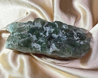 Fluorita verde con revestimiento de cuarzo de Madagascar – Ejemplar mineral natural - 488 g