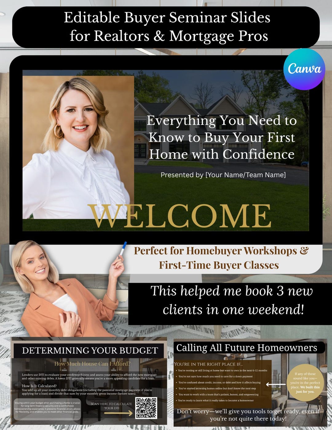 Editable Homebuyer Seminar Slides: Real Estate Canva Presentation ...