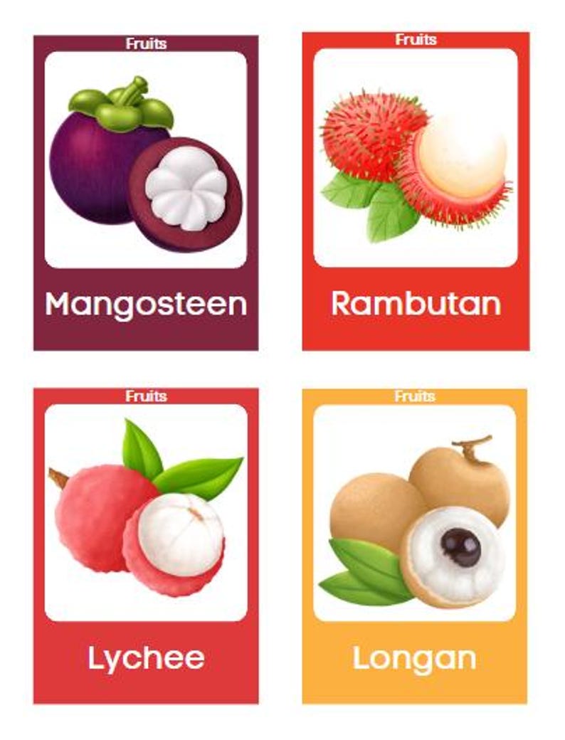 40 Fruits Flashcards for Kids – Printable Vocabulary Cards | Preschool ...