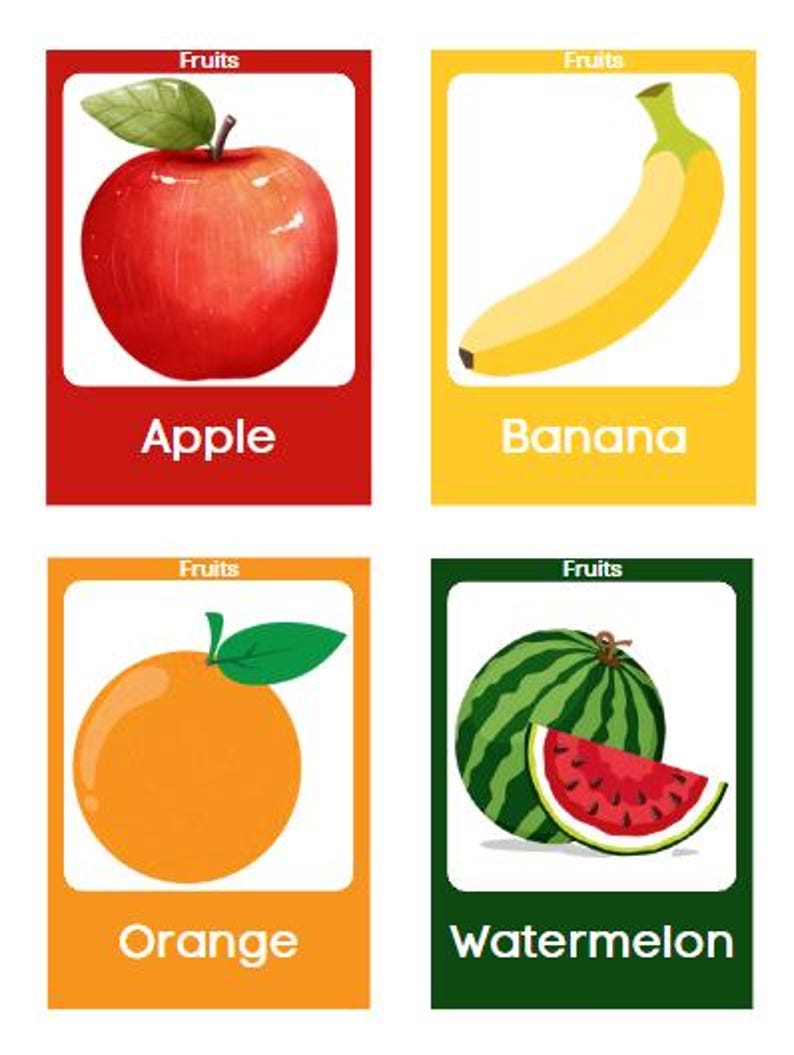 40 Fruits Flashcards for Kids – Printable Vocabulary Cards | Preschool ...