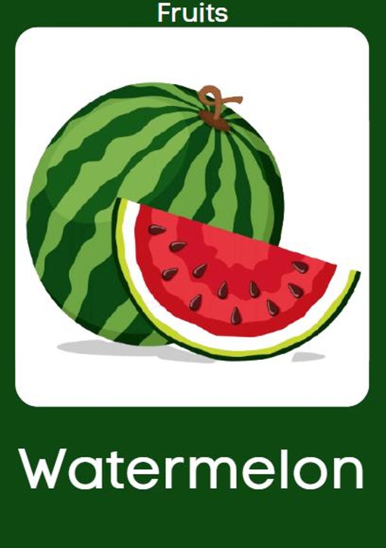 40 Fruits Flashcards for Kids – Printable Vocabulary Cards | Preschool ...