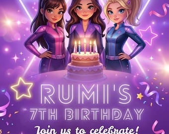 Kpop Dämonenjäger Einladung, Anime Canva Party Invite (Digitaler Download)