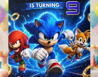 Sonic Geburtstagseinladung: Bearbeitbare Canva Vorlage, Kids Party Invite (Digitaler Download)