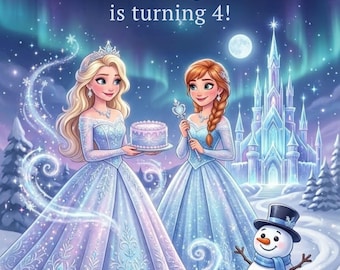 Frozen Elsa Anna Winter Prinzessin Einladungskarte (Digitaler Download)