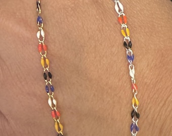 Permanent Jewelry Multicolor Enamel Chain by the Foot Gold & Silver PVD