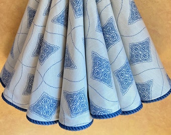Blue and cream coastal Christmas tree skirt