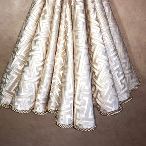 READY TO SHIP - Silky soft gold Greek key Christmas tree skirt