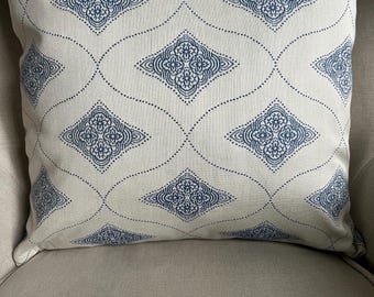 Blue and white medallion pillow cover