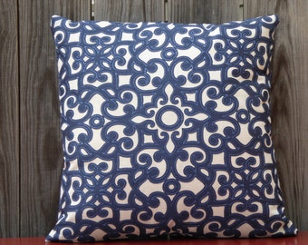 Navy cutout scroll pillow cover